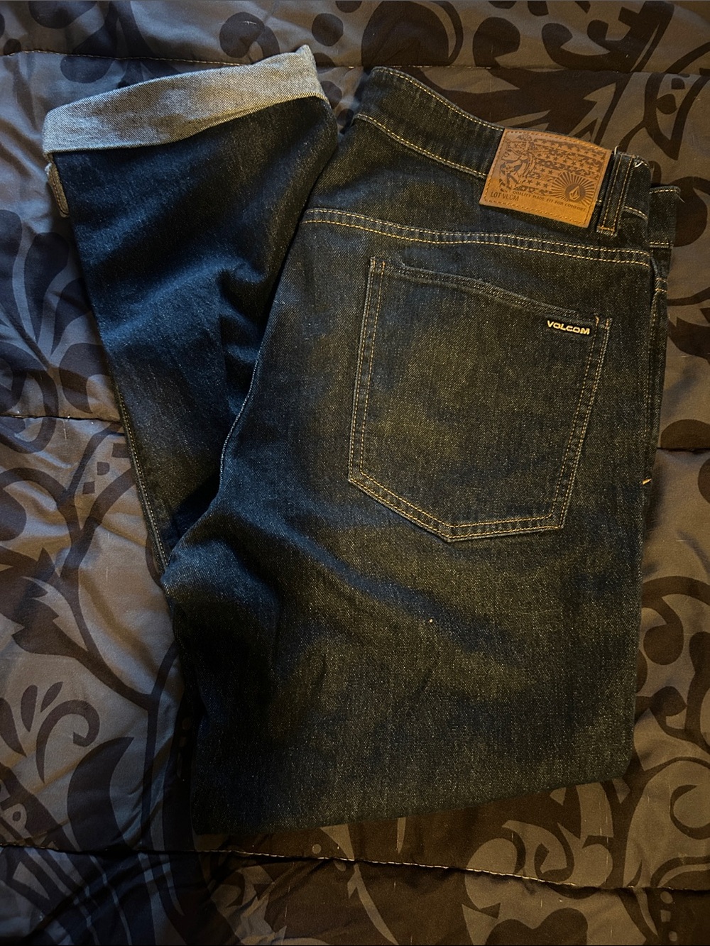 Volcom Men's Dark Blue Slim Straight Jeans